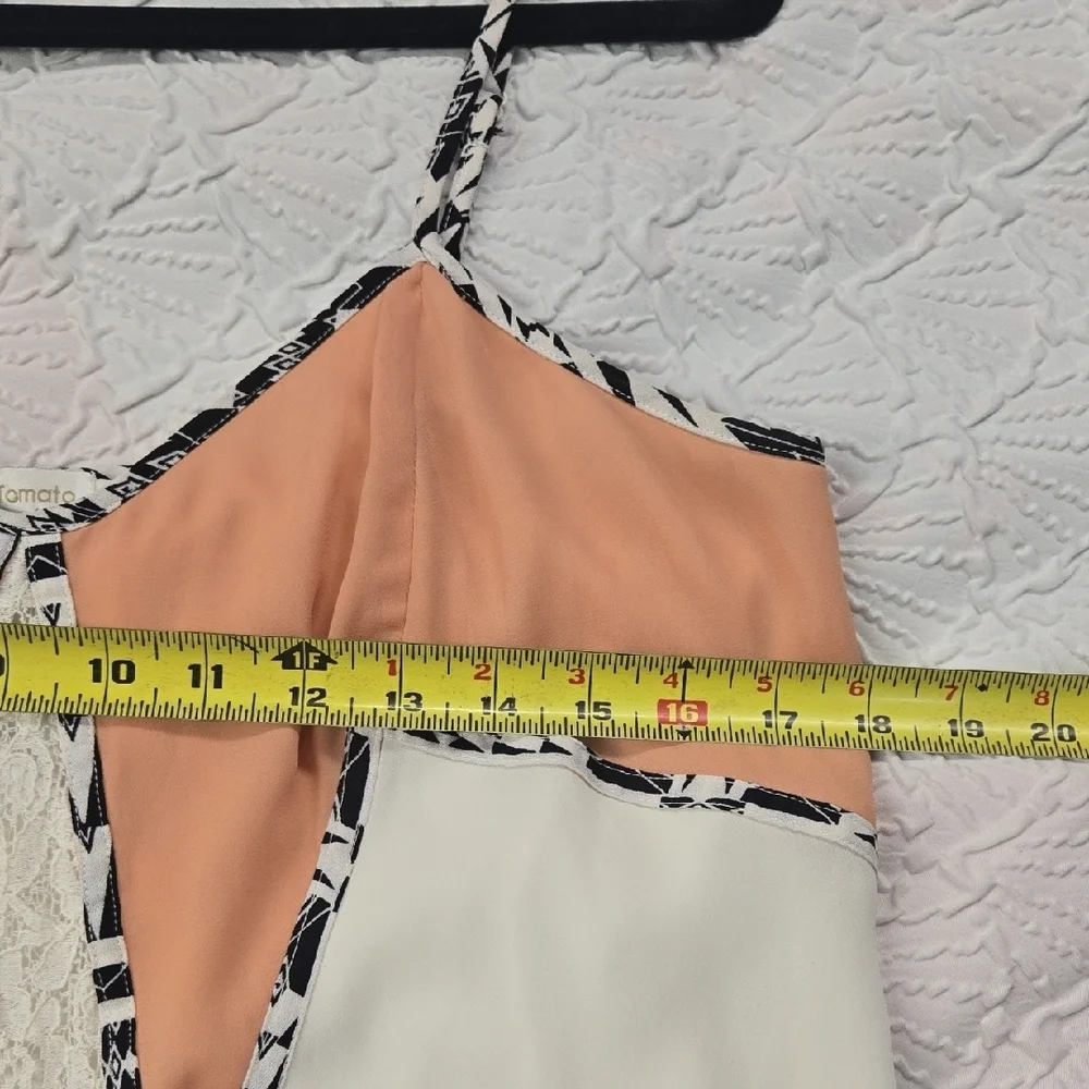 Jealous Tomato Pink and White Slip Dress Lace Detailing